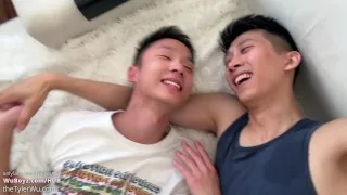 Asian boys fuck on the rooftop, Tyler Wu and Dane Jaxson bareback.